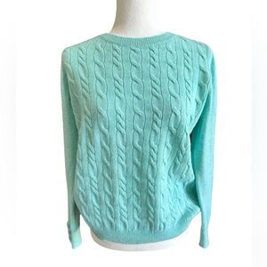 NWOT Talbots Tweed Cable Knit Lambswool Crewneck Sweater